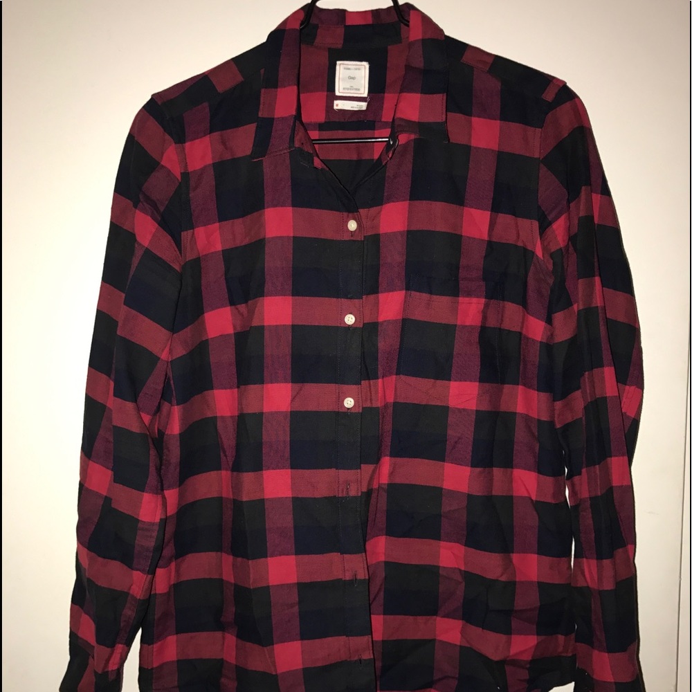 Gap Fitted Boyfriend Plaid Button Up